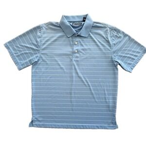 Oxford Golf Polo Collared Shirt Men's XL X-Large‎ Blue White Striped Super Dry